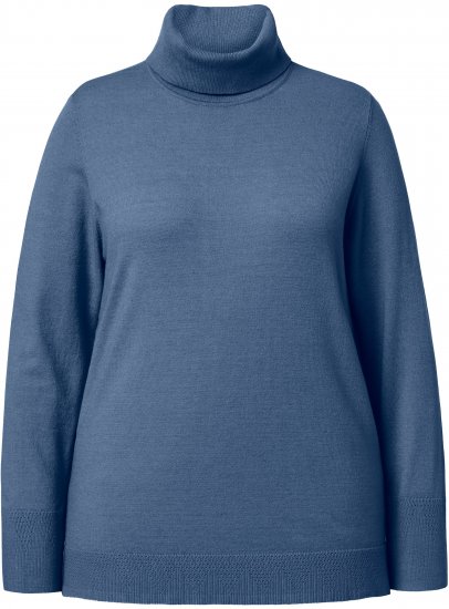 Ulla Popken Turtleneck Ribbed Trim Long Sleeve Sweater Atlantic Blue - Sudaderas y hoodies - 