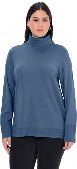 Ulla Popken Turtleneck Ribbed Trim Long Sleeve Sweater Atlantic Blue - Sudaderas y hoodies - 