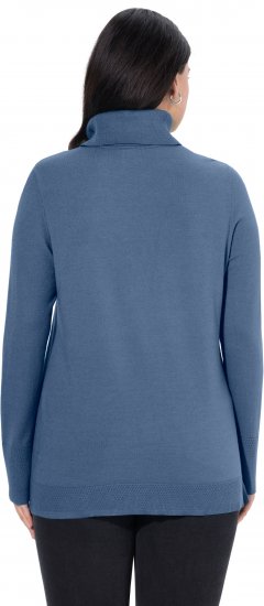 Ulla Popken Turtleneck Ribbed Trim Long Sleeve Sweater Atlantic Blue - Sudaderas y hoodies - 