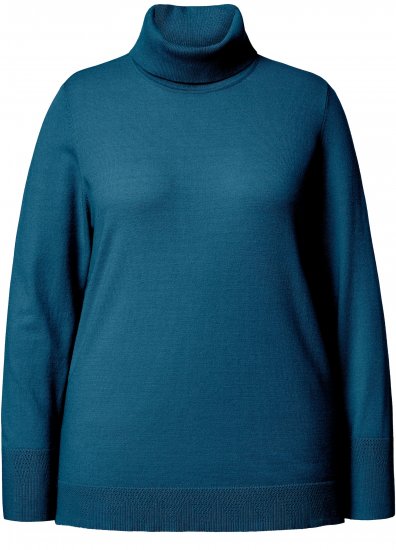 Ulla Popken Turtleneck Ribbed Trim Long Sleeve Sweater Cerulean - Sudaderas y hoodies - 