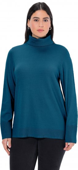 Ulla Popken Turtleneck Ribbed Trim Long Sleeve Sweater Cerulean - Sudaderas y hoodies - 