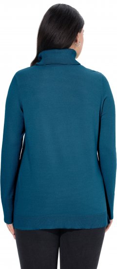 Ulla Popken Turtleneck Ribbed Trim Long Sleeve Sweater Cerulean - Sudaderas y hoodies - 