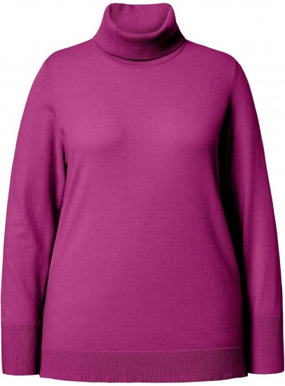 Ulla Popken Turtleneck Ribbed Trim Long Sleeve Sweater Berry - Sudaderas y hoodies - 