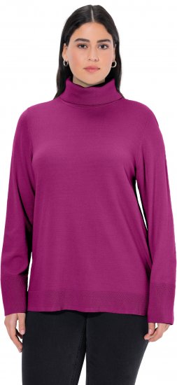 Ulla Popken Turtleneck Ribbed Trim Long Sleeve Sweater Berry - Sudaderas y hoodies - 
