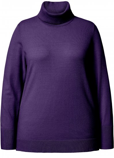 Ulla Popken Turtleneck Ribbed Trim Long Sleeve Sweater Deep Violet - Sudaderas y hoodies - 