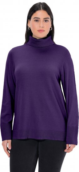 Ulla Popken Turtleneck Ribbed Trim Long Sleeve Sweater Deep Violet - Sudaderas y hoodies - 