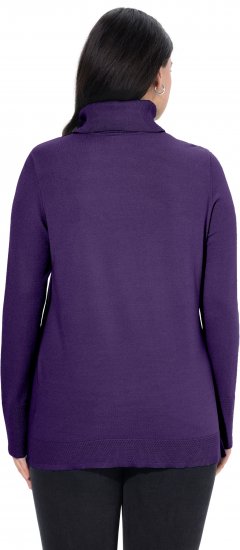 Ulla Popken Turtleneck Ribbed Trim Long Sleeve Sweater Deep Violet - Sudaderas y hoodies - 