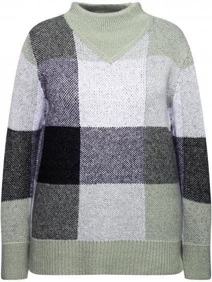 Ulla Popken Grand Check Long Sleeve Sweater Sage Green - Sudaderas y hoodies - 