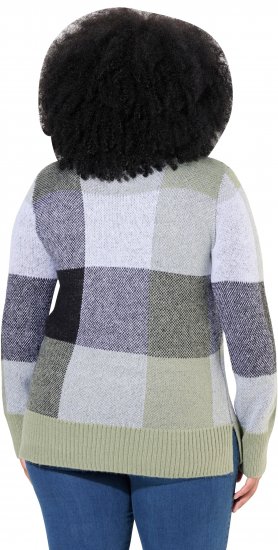 Ulla Popken Grand Check Long Sleeve Sweater Sage Green - Sudaderas y hoodies - 