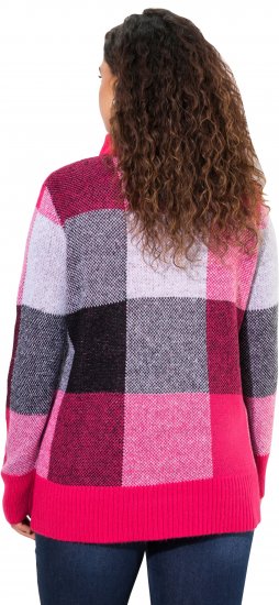 Ulla Popken Grand Check Long Sleeve Sweater Red Pink - Sudaderas y hoodies - 