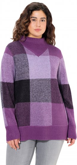 Ulla Popken Grand Check Long Sleeve Sweater Violet - Sudaderas y hoodies - 