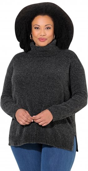 Ulla Popken Soft Textured Chenille Oversized Fit Sweater Graphite Grey - Sudaderas y hoodies - 