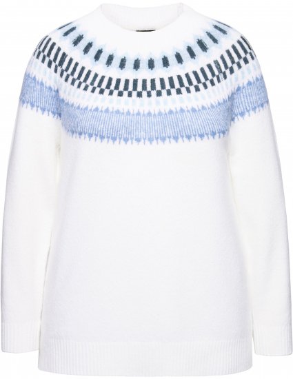 Ulla Popken Norwegian-Inspired Long Sleeve Knit Sweater Snow White - Sudaderas y hoodies - 