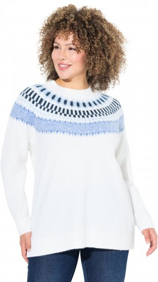 Ulla Popken Norwegian-Inspired Long Sleeve Knit Sweater Snow White - Sudaderas y hoodies - 