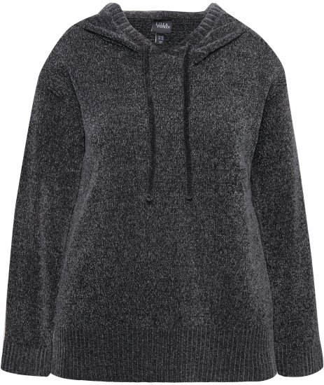 Ulla Popken Chenille Knit Hoodie Graphite Grey - Sudaderas y hoodies - 