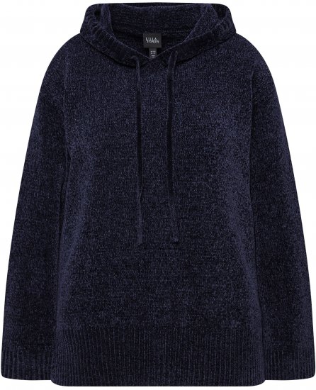 Ulla Popken Chenille Knit Hoodie Navy - Sudaderas y hoodies - 