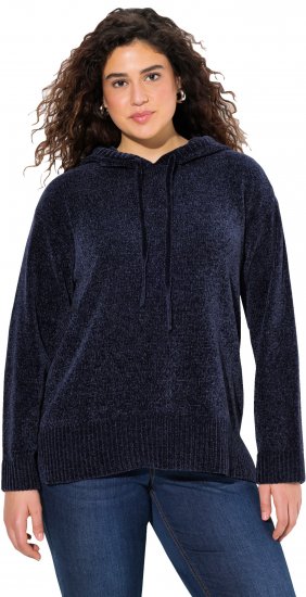 Ulla Popken Chenille Knit Hoodie Navy - Sudaderas y hoodies - 