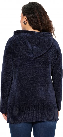 Ulla Popken Chenille Knit Hoodie Navy - Sudaderas y hoodies - 