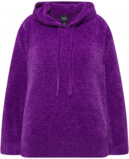 Ulla Popken Chenille Knit Hoodie Dark Purple - Sudaderas y hoodies - 