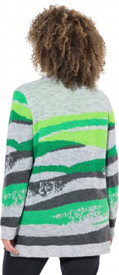 Ulla Popken Landscape Stripe Sweater Moss Green - Sudaderas y hoodies - 