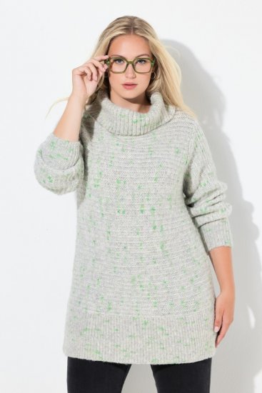 Ulla Popken Space Yarn Oversized Turtleneck Sweater Light Grey Melange - Sudaderas y hoodies - Sudaderas, Hoodies y Punto Cómodos