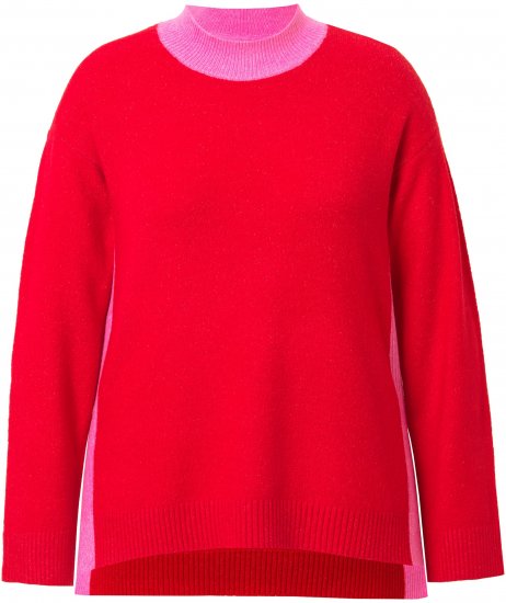 Ulla Popken Color Block Long Sleeve Sweater Lychee - Sudaderas y hoodies - 
