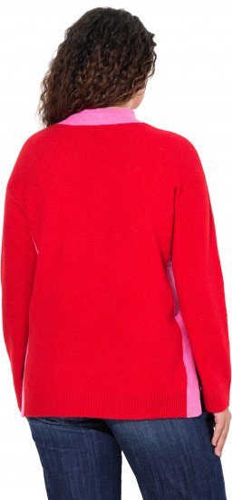 Ulla Popken Color Block Long Sleeve Sweater Lychee - Sudaderas y hoodies - 