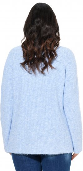 Ulla Popken Long Sleeve V-Neck Ribbed Knit Sweater Light Blue - Sudaderas y hoodies - Sudaderas, Hoodies y Punto Cómodos