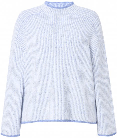 Ulla Popken Striped Wool Blend Turtleneck Sweater Sky Blue - Sudaderas y hoodies - 