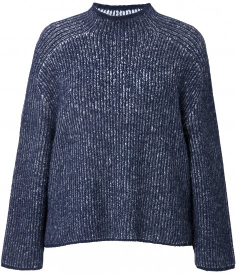 Ulla Popken Striped Wool Blend Turtleneck Sweater Ink Blue - Sudaderas y hoodies - 