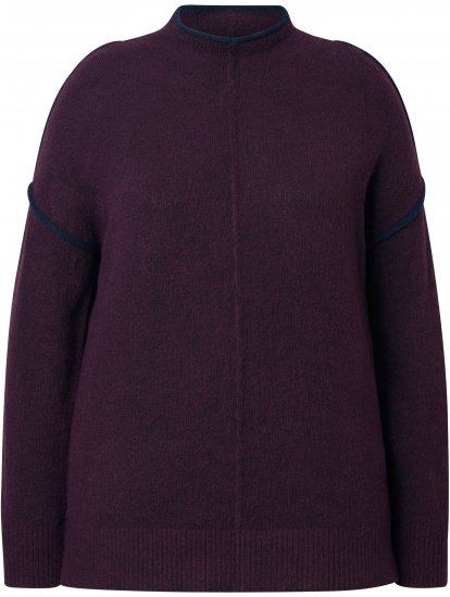 Ulla Popken Contrast Trim Long Sleeve Sweater Dark Ruby - Sudaderas y hoodies - 