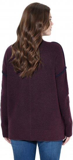 Ulla Popken Contrast Trim Long Sleeve Sweater Dark Ruby - Sudaderas y hoodies - 
