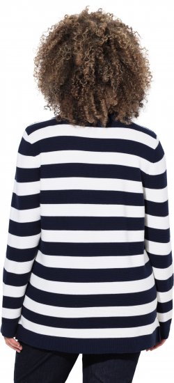 Ulla Popken Striped Polo Collar Long Sleeve Sweater Navy - Sudaderas y hoodies - 