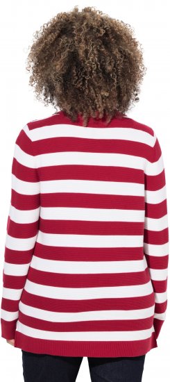 Ulla Popken Striped Polo Collar Long Sleeve Sweater Ruby Red - Sudaderas y hoodies - 