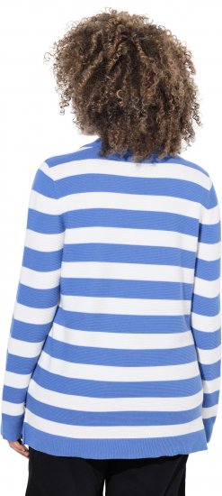 Ulla Popken Striped Polo Collar Long Sleeve Sweater Aegean Blue - Sudaderas y hoodies - 