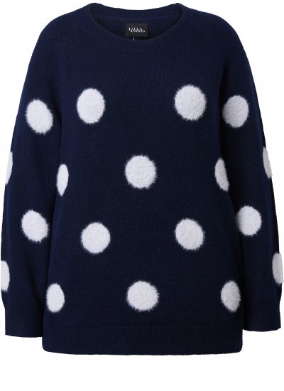 Ulla Popken Fluffy Polka Dot Sweater Ink Blue - Sudaderas y hoodies - 