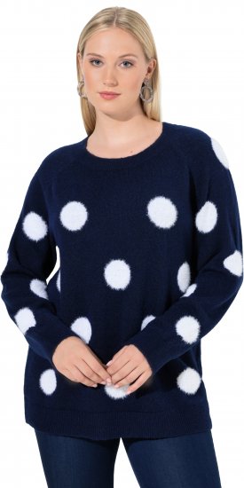 Ulla Popken Fluffy Polka Dot Sweater Ink Blue - Sudaderas y hoodies - 