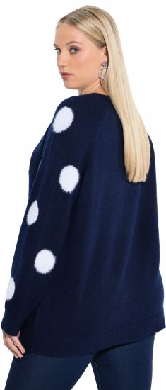 Ulla Popken Fluffy Polka Dot Sweater Ink Blue - Sudaderas y hoodies - 