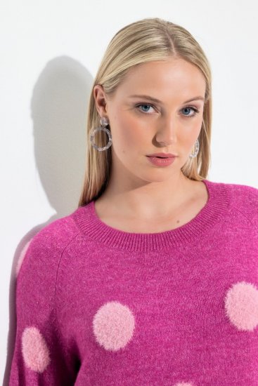 Ulla Popken Fluffy Polka Dot Sweater Summer Berry - Ulla Popken - Ulla Popken Ropa de Tallas Grandes