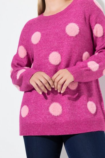 Ulla Popken Fluffy Polka Dot Sweater Summer Berry - Ulla Popken - Ulla Popken Ropa de Tallas Grandes