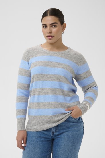 Kaffe Curve Niela Jersey a rayas Gris claro/Azul - Jerséis y punto - 