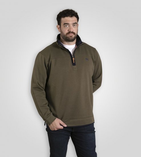 D555 Leicester 2 Quarter Neck Fleece Sweatshirt Khaki - Sudaderas - Sudaderas 2XL-12XL