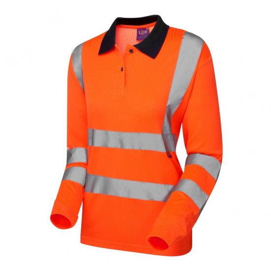 Leo Beaford EcoViz Comfort Women's Sleeved Polo Shirt Orange - Ropa de trabajo - 