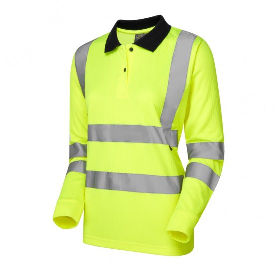 Leo Beaford EcoViz Comfort Women's Sleeved Polo Shirt Yellow - Ropa de trabajo - 