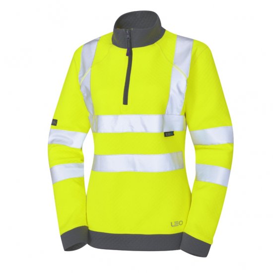 Leo Elberry EcoViz Women's 1/4 Zip Sweatshirt Yellow - Ropa de trabajo - 