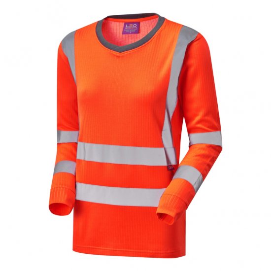 Leo Lydford EcoViz Comfort Women's Sleeved T-Shirt Orange - Ropa de trabajo - 