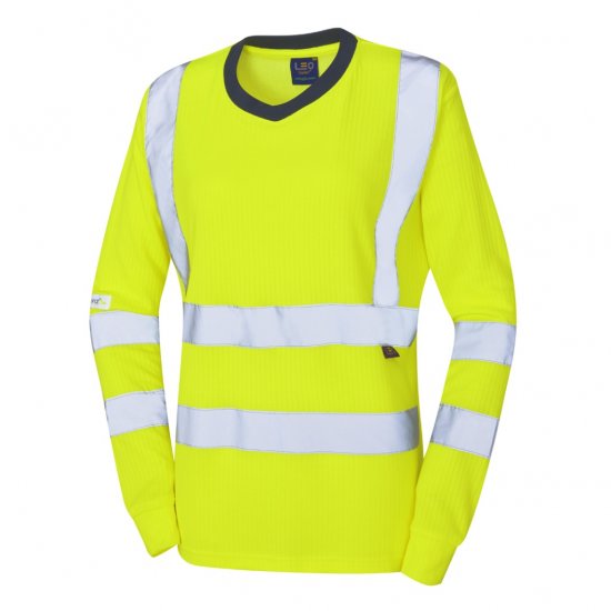 Leo Lydford EcoViz Comfort Women's Sleeved T-Shirt Yellow - Ropa de trabajo - 