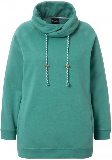 Ulla Popken Drawstring Collar Long Sleeve Sweatshirt Green - Sudaderas y hoodies - 