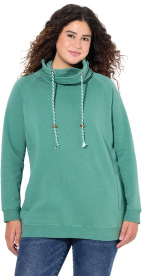 Ulla Popken Drawstring Collar Long Sleeve Sweatshirt Green - Sudaderas y hoodies - 