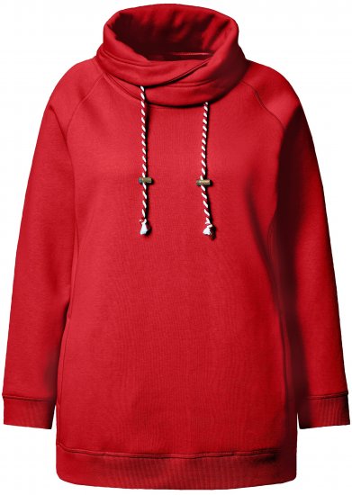Ulla Popken Drawstring Collar Long Sleeve Sweatshirt Salsa Red - Sudaderas y hoodies - 